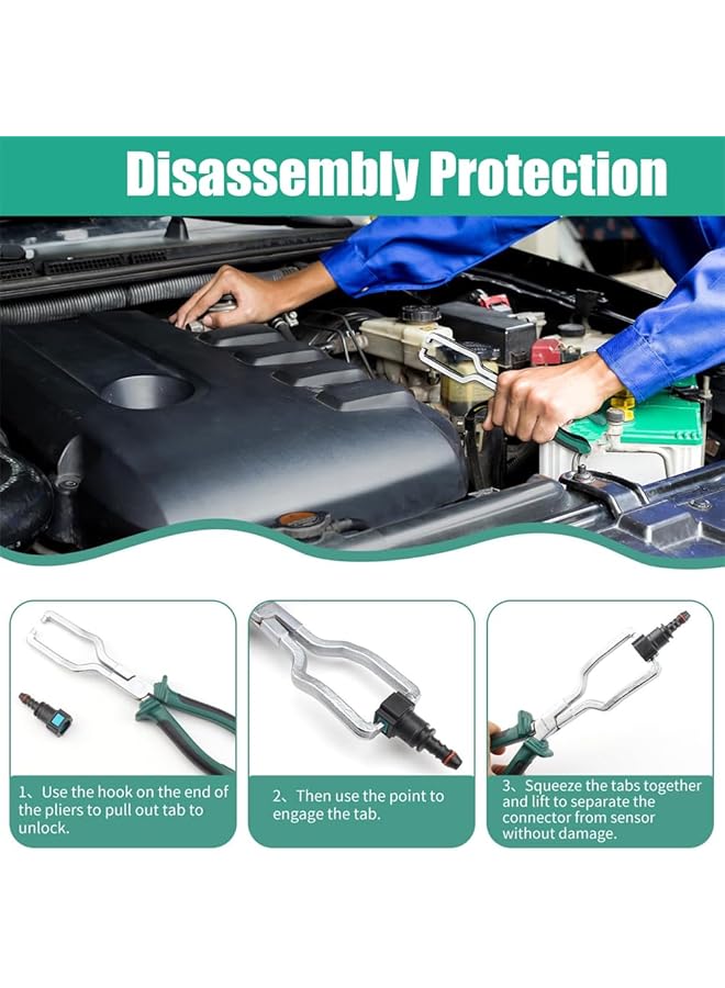 YARDHOBI Electrical Disconnect Pliers, Automotive Electrical Connector Disconnect Pliers, Long Spark Plug Removal Pliers, Fuel Line Plier, Car Fuel Feed Pipe Plier, Universal Pipe Clip Repair Tool (9 Inch) - Image 4