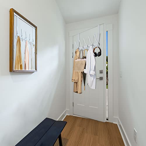 WEBI Over The Door Hooks Door Hanger Hook Rack with 5 Tri Hooks for Hanging,Over The Door Towel Rack Towel Hanger Door Coat Hanger Over Door Coat Rack Behind Back of Bathroom,White - Image 5