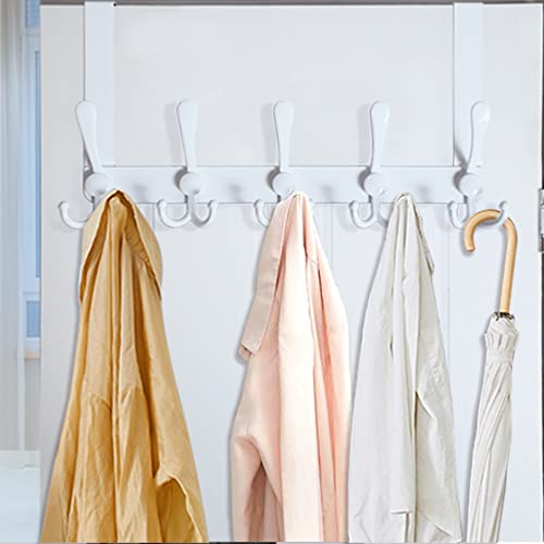 WEBI Over The Door Hooks Door Hanger Hook Rack with 5 Tri Hooks for Hanging,Over The Door Towel Rack Towel Hanger Door Coat Hanger Over Door Coat Rack Behind Back of Bathroom,White - Image 2