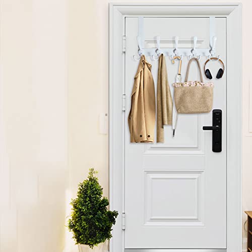 WEBI Over The Door Hooks Door Hanger Hook Rack with 5 Tri Hooks for Hanging,Over The Door Towel Rack Towel Hanger Door Coat Hanger Over Door Coat Rack Behind Back of Bathroom,White - Image 3