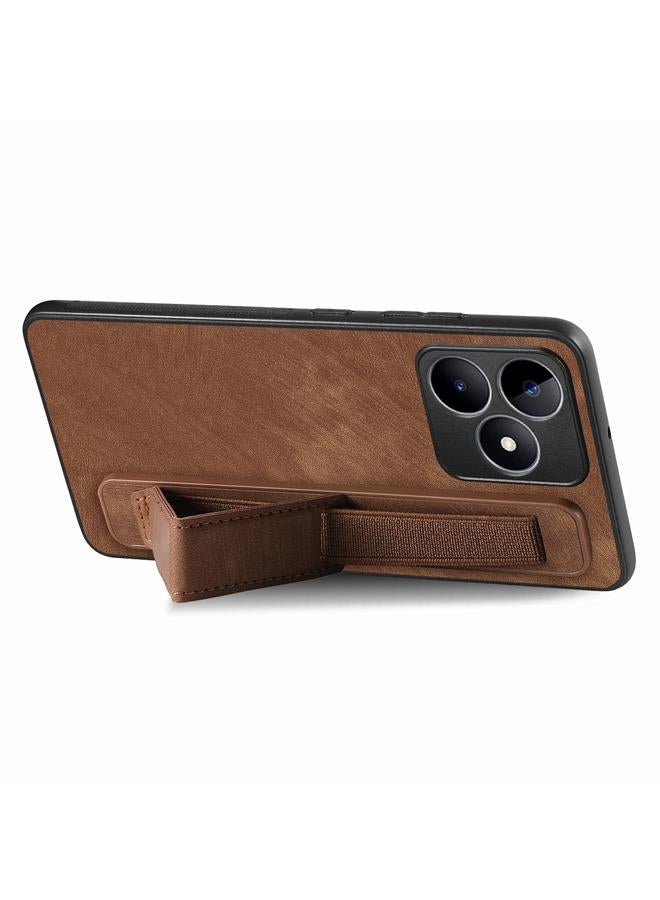 اس-توب جراب خلفي من الجلد لهاتف Realme C33 Retro مع حامل سوار المعصم - Image 2