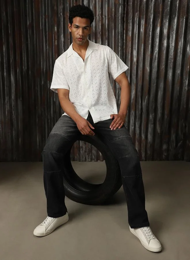 هاي ستار قميص رجالي قطن شيفلي مريح بياقة منتجع