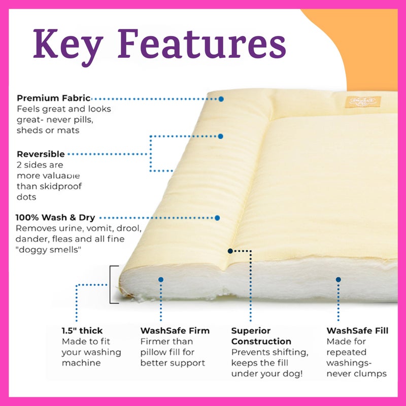 Pet Dreams Dog Crate Pad - Washable Kennel Mat, Crate Pads for Dog Cages, Non-Toxic, Flat Indoor Cat Bed, Fits iCrate 18, 24, 30, 36, 42, 48 Inches (Pink, Small, 24") - Image 2