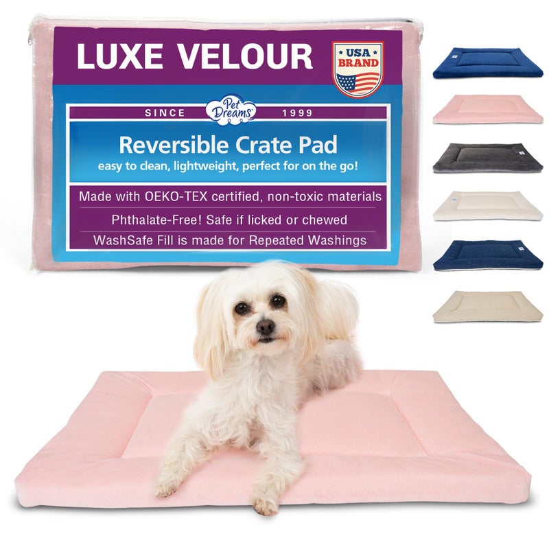 Pet Dreams Dog Crate Pad - Washable Kennel Mat, Crate Pads for Dog Cages, Non-Toxic, Flat Indoor Cat Bed, Fits iCrate 18, 24, 30, 36, 42, 48 Inches (Pink, Small, 24") - Image 1