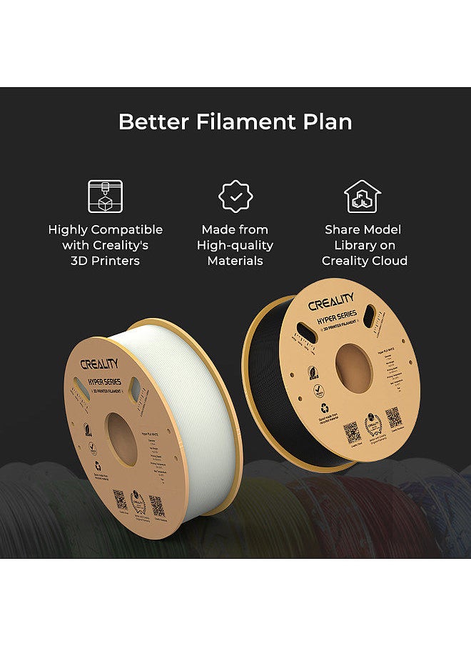 Creality 3D - Hyper PLA  Filament 1.75mm High Fluidity High Speed 3D Printing Material Stable Extrusion Spool Dimensional 1KG(2.2lb) Accuracy +/-0.03mm Standard 1 Roll - White - Image 1