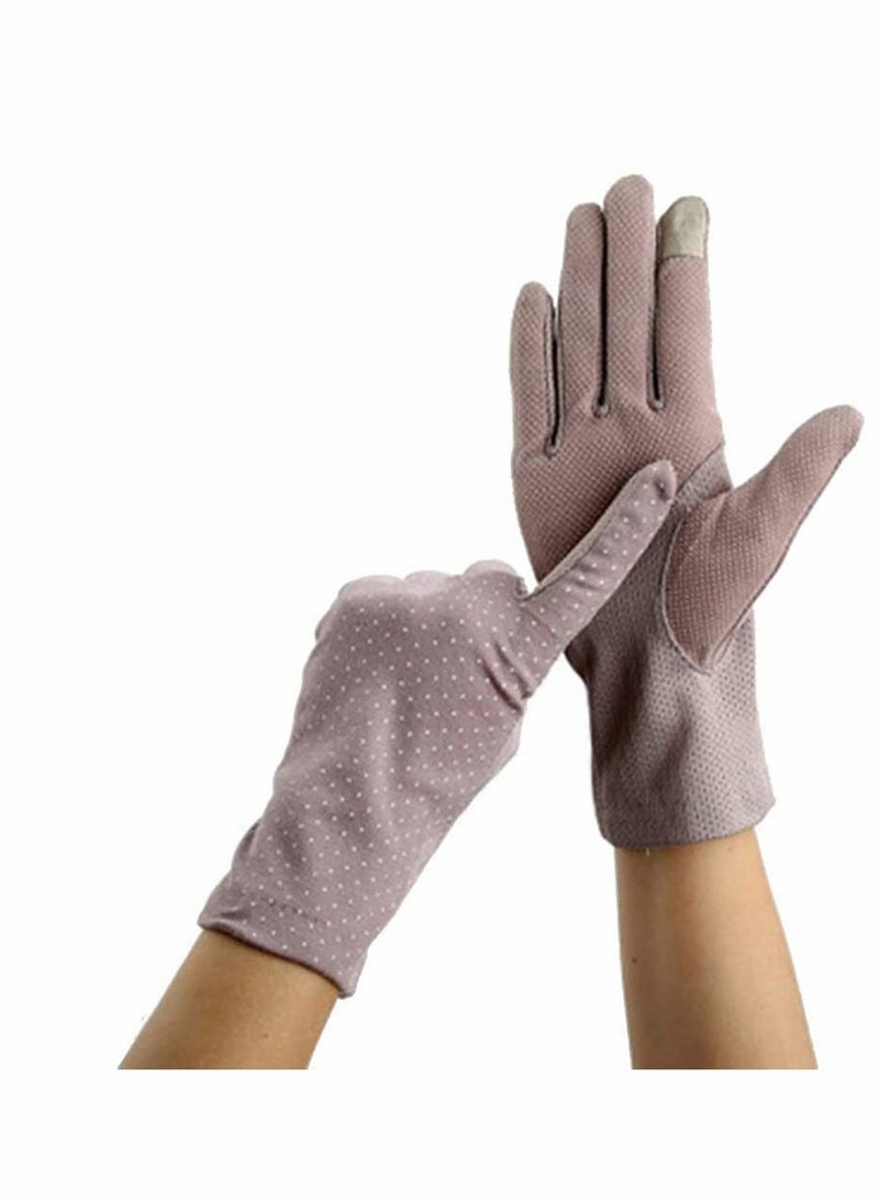 Excefore Summer Lady Cycling Anti-Skid Sun Protection Lace Gloves, Women's Thin Cotton Sunscreen Gloves for Driving Spring and Autumn - Image 2