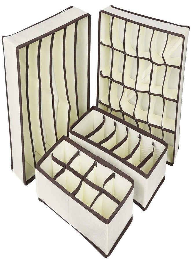 AB SALES Fabric Drawer Organisers Dividers 4 Packs Wardrobe Organiser, Collapsible Closet Cabinet Organizer Underwear Storage Boxes For Storing Socks, Bra, Handkerchiefs (Beige) - Image 1