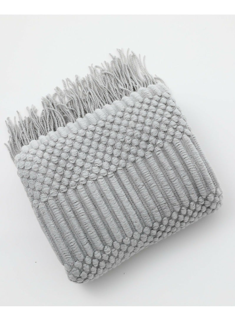 شرابة تصميم نسيج البطانيات الناعمة الدافئة رمادي فاتح