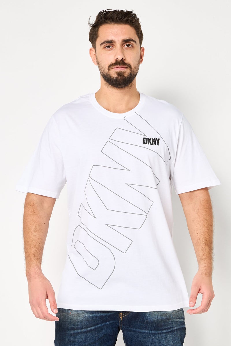 DKNY Men Crew Neck Short Sleeves Brand Logo T-shirts, White - Image 1