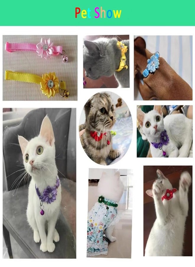 Weimostar Pink Puppy Collar with Bell and Flower, XS Dog Collars with Bell Floral Girl Cat Collar Cute Adjustable Buckle for XXS XSmall Extra Small Female Dogs Tiny Pets Little Kitten Yorkie Chihuahua X-Small - Image 2