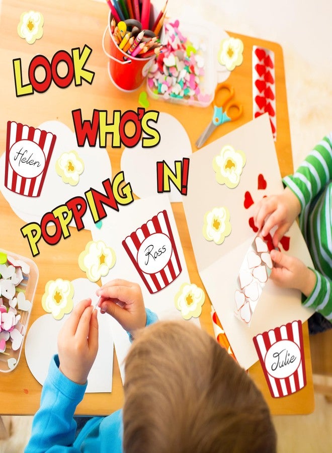 Whaline 77Pcs Popcorn Cutouts with 100Pcs Glue Points Popcorn Bucket Paper Cut-Outs Look Who’s Popping in Cutting Bulletin Board Decor for DIY Craft Art School Home Party Favor - Image 5