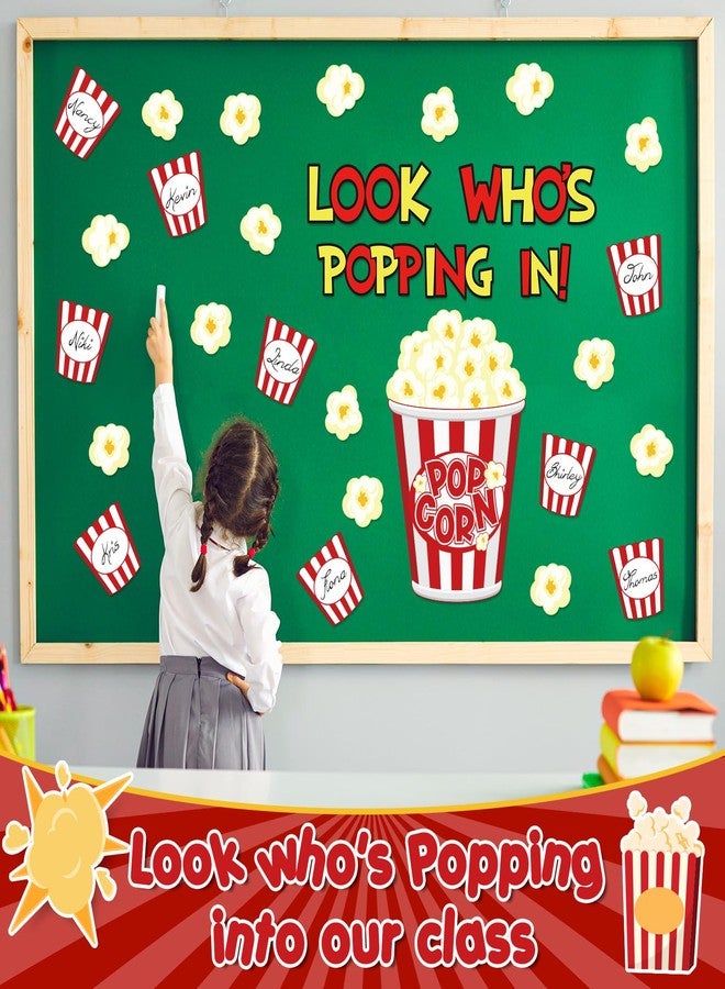 Whaline 77Pcs Popcorn Cutouts with 100Pcs Glue Points Popcorn Bucket Paper Cut-Outs Look Who’s Popping in Cutting Bulletin Board Decor for DIY Craft Art School Home Party Favor - Image 3