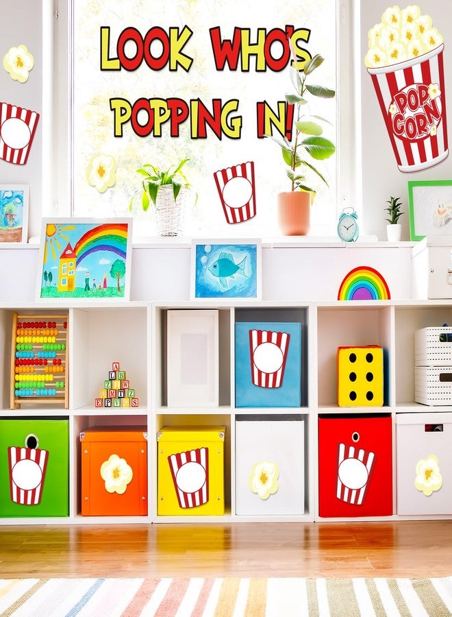 Whaline 77Pcs Popcorn Cutouts with 100Pcs Glue Points Popcorn Bucket Paper Cut-Outs Look Who’s Popping in Cutting Bulletin Board Decor for DIY Craft Art School Home Party Favor - Image 4
