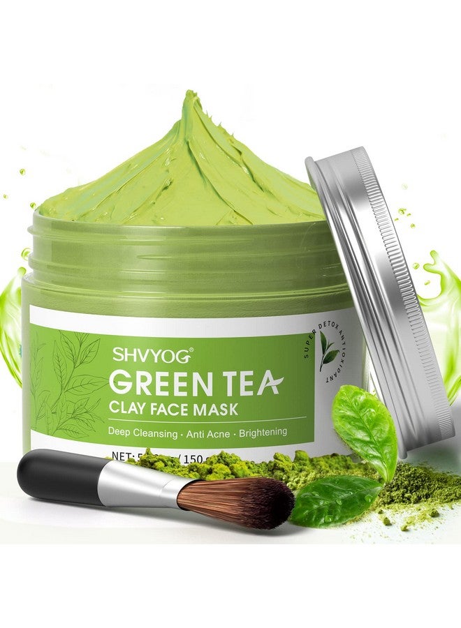 SHVYOG Green Tea Face Mask, Antioxidant Green Tea Clay Mask with Volcanic Mud, Deep Cleansing & Moisturizing & Hydrating Clay Facial Mask for Pores, Blackheads, Wrinkles, Dirts - Image 1