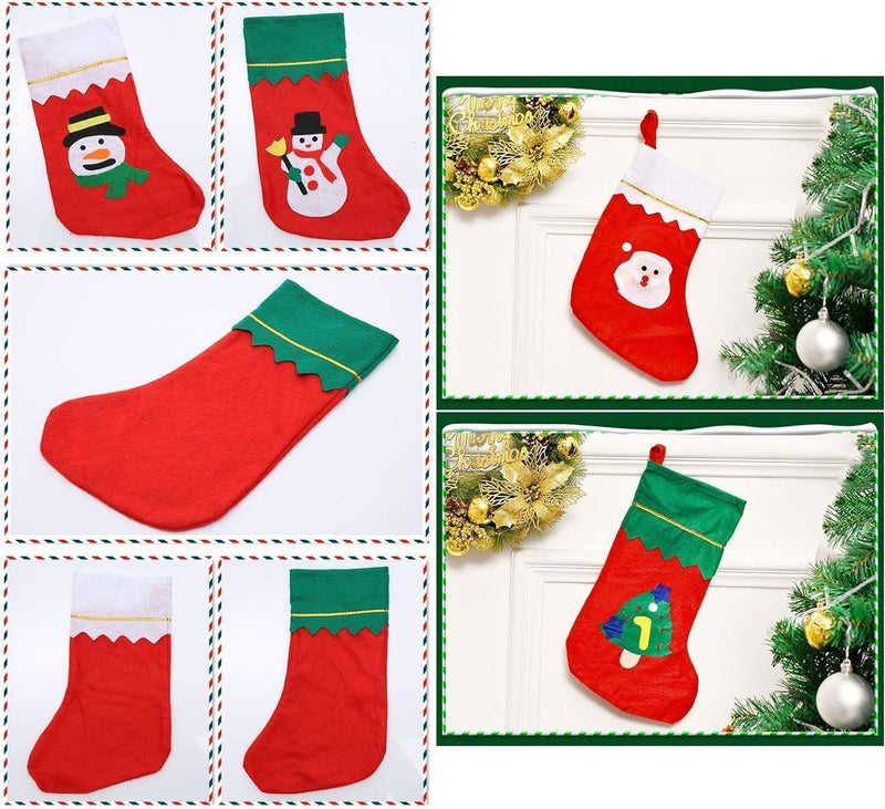 VR CREATIVES VR Creatives Pack of 4 Christmas Stocking Classic Socks for Xmas Home Decor Stuffed Christmas Tree Hanging Toys Candy Gift Bag Holders for Kids Restaurant Hotel Decorations and Party Supplies - Image 3