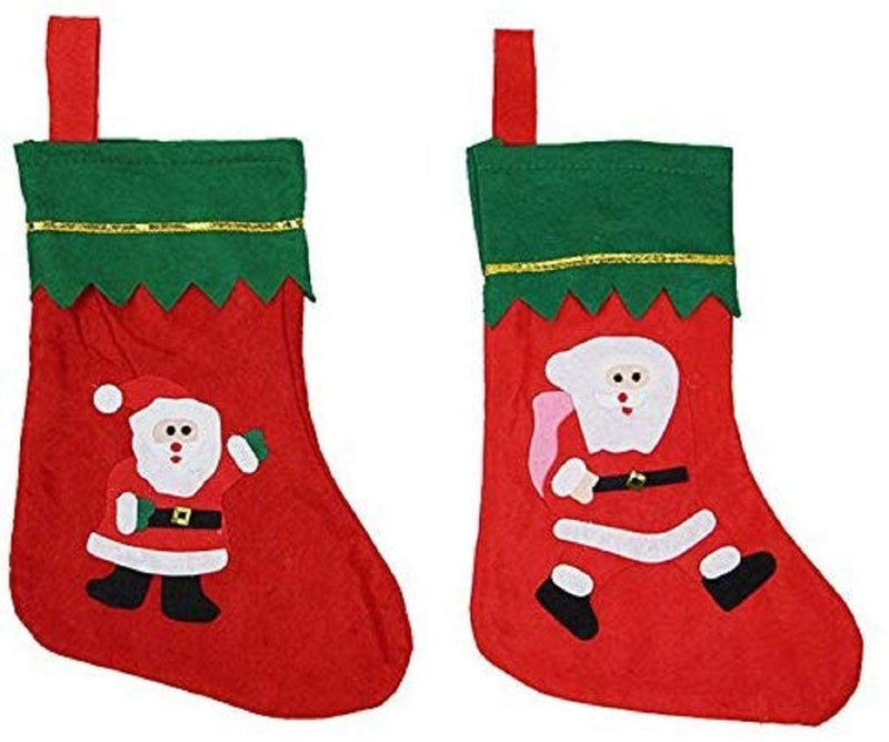 VR CREATIVES VR Creatives Pack of 4 Christmas Stocking Classic Socks for Xmas Home Decor Stuffed Christmas Tree Hanging Toys Candy Gift Bag Holders for Kids Restaurant Hotel Decorations and Party Supplies - Image 2