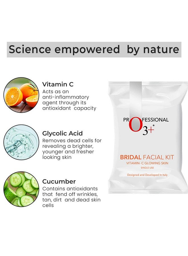 O3+ Bridal Facial Kit Vitamin C Glowing Skin For Bright And Radiant Complexion Suitable For All Skin Types (136G Single Use) - Image 5
