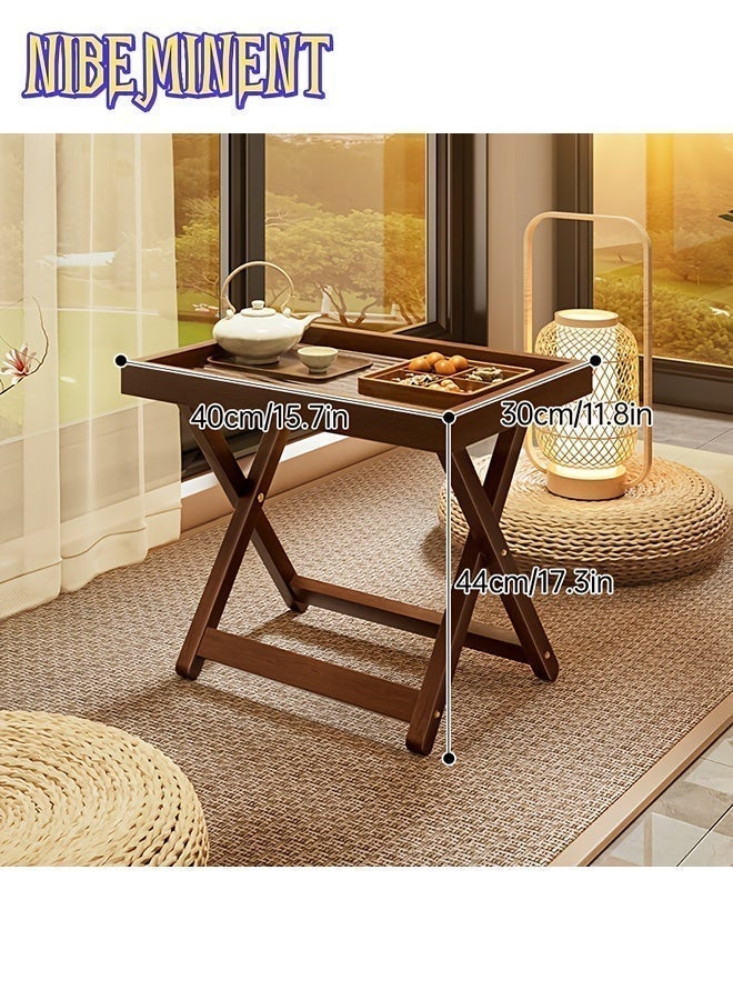 NIBEMINENT طاولة قهوة قابلة للطي مع إطار من الخيزران وسطح أكريليك - تصميم موفر للمساحة، لا يتطلب تجميع، طراز كلاسيكي لغرفة المعيشة، غرفة النوم، نافذة bay، بجانب السرير - أثاث متين وسهل التنظيف، طاولة قهوة لغرفة المعيشة، طاولة جانبية لغرفة النوم، طاولة بسيطة، سطح سهل التنظيف - Image 1