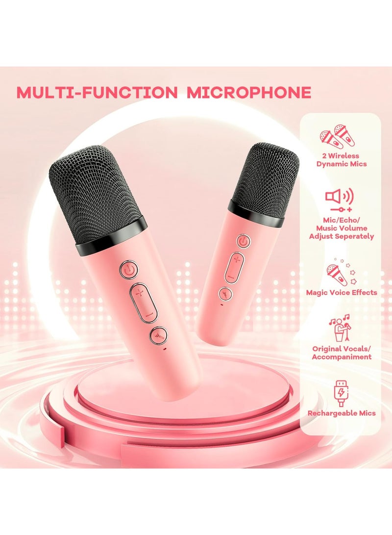 Mini Karaoke Machine for Kids Adults Portable Bluetooth Speaker with 2 Wireless Microphones  - Image 2