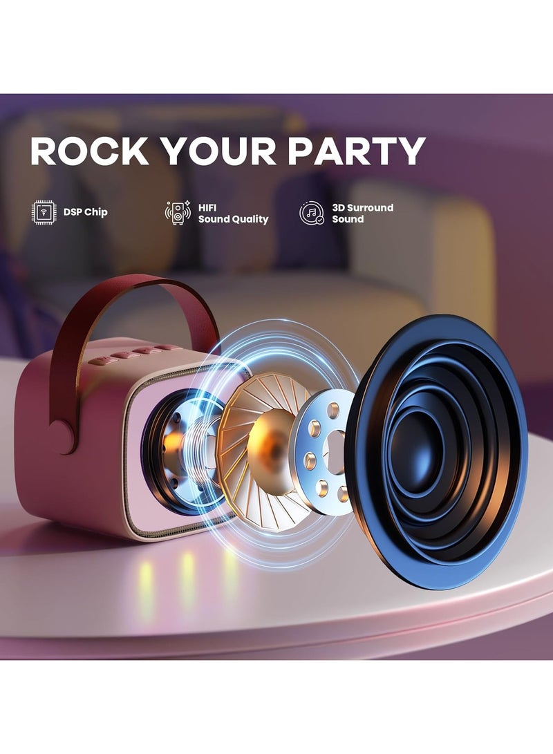 Mini Karaoke Machine for Kids Adults Portable Bluetooth Speaker with 2 Wireless Microphones  - Image 3