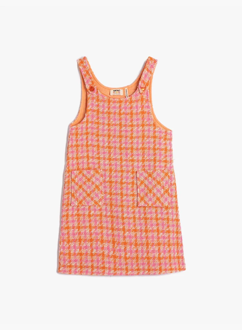 كوتون Tweed Dress Pocket Detail Strappy