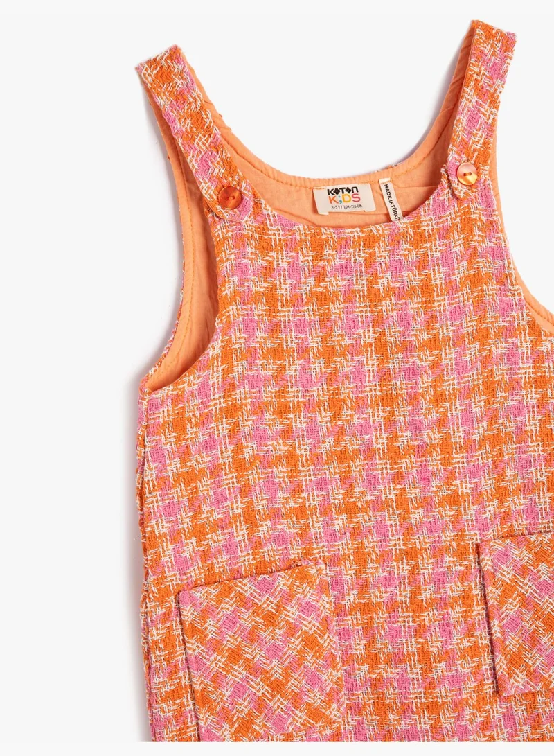كوتون Tweed Dress Pocket Detail Strappy