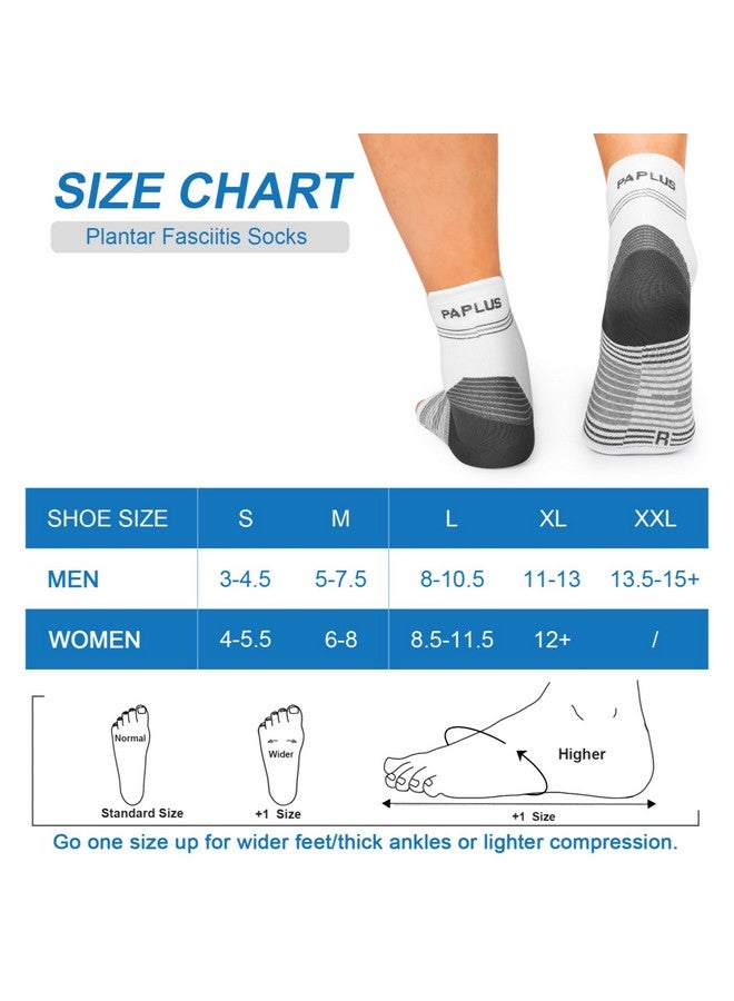 PAPLUS Plantar Fasciitis Sock (6 Pairs) for Men and Women, Compression Foot Sleeves with Arch and Ankle Support (White, Large) - Image 1