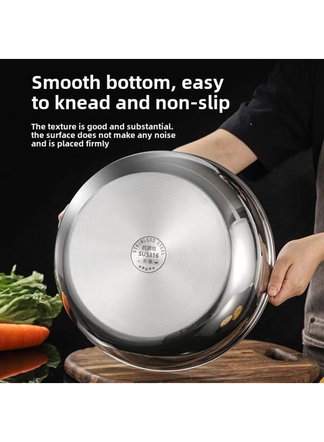 316 Stainless Steel And Basin With Lid Non-stick Basin Household Baking Surface Hair Basin Kneading Basin Beating Single Basin-Color:Thickening And Basin 32CM ] - Image 3
