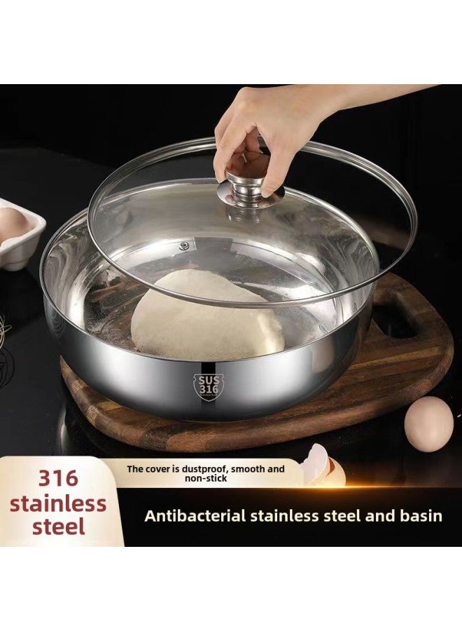 316 Stainless Steel And Basin With Lid Non-stick Basin Household Baking Surface Hair Basin Kneading Basin Beating Single Basin-Color:Thickening And Basin 32CM ] - Image 2