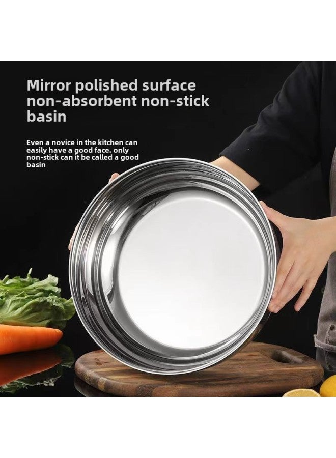 316 Stainless Steel And Basin With Lid Non-stick Basin Household Baking Surface Hair Basin Kneading Basin Beating Single Basin-Color:Thickening And Basin 32CM ] - Image 1