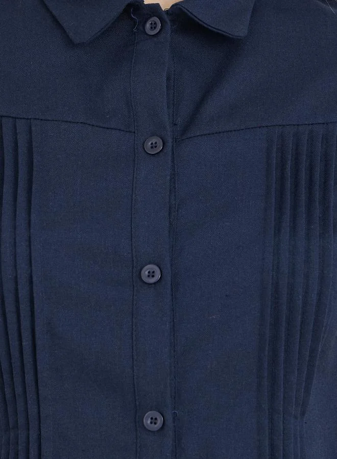 Take Two Take Two Solid Pleated Short Sleeve Slim Fit Shirt