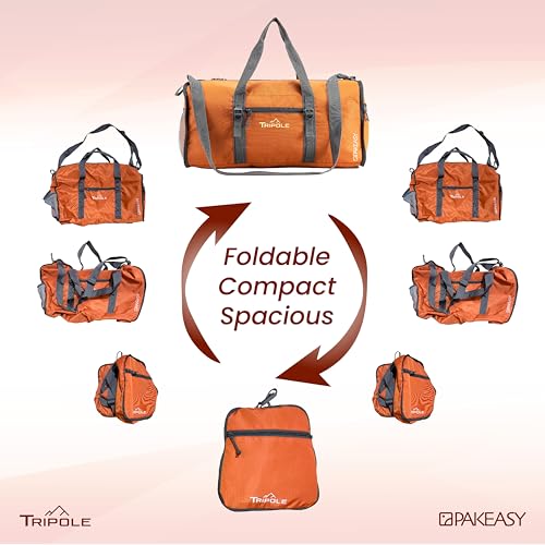 Tripole PAKEasy Foldable Duffel Bag | Portable Bag for Traveling | 40 litres (Orange) - Image 3