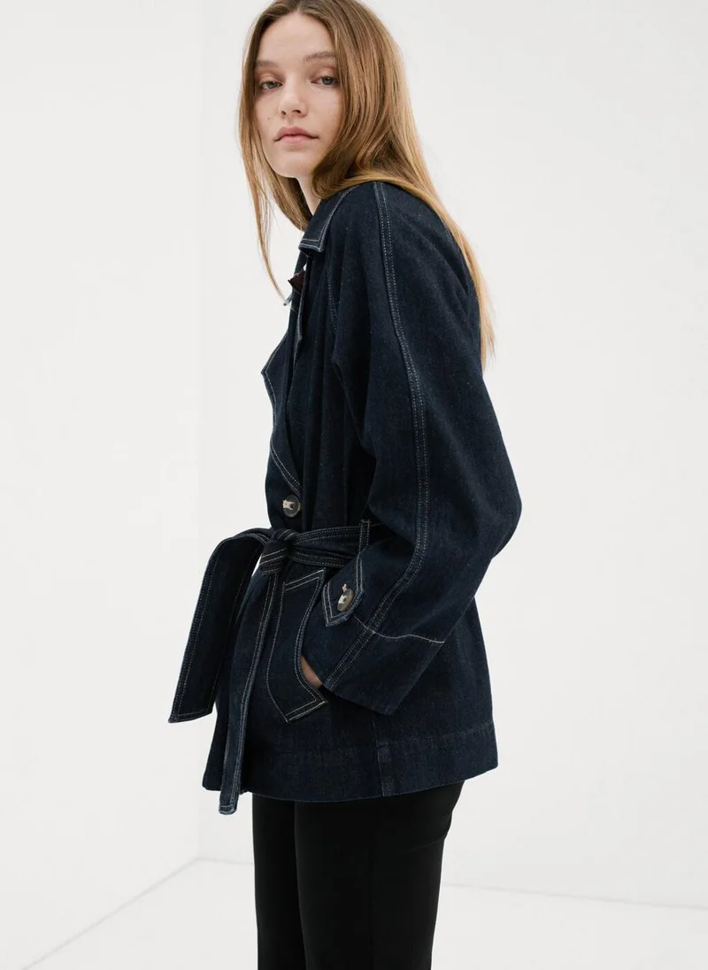 MANGO  Denim trench with belt for Women | Best Price UAE