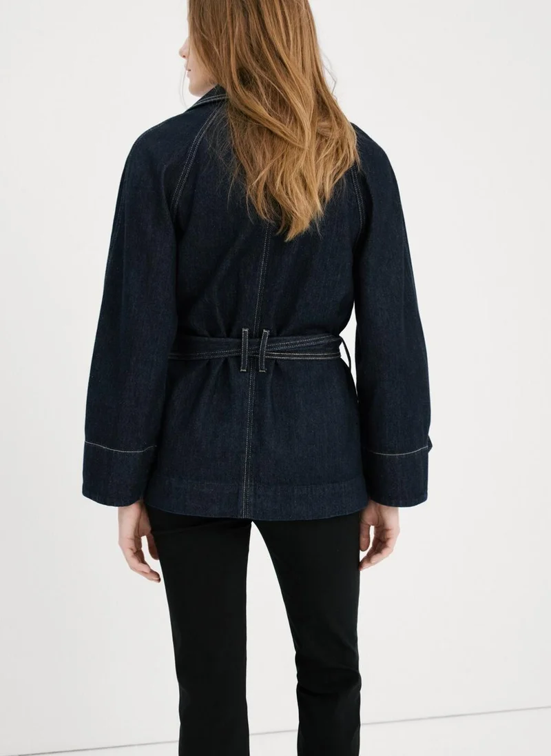MANGO Denim trench with belt