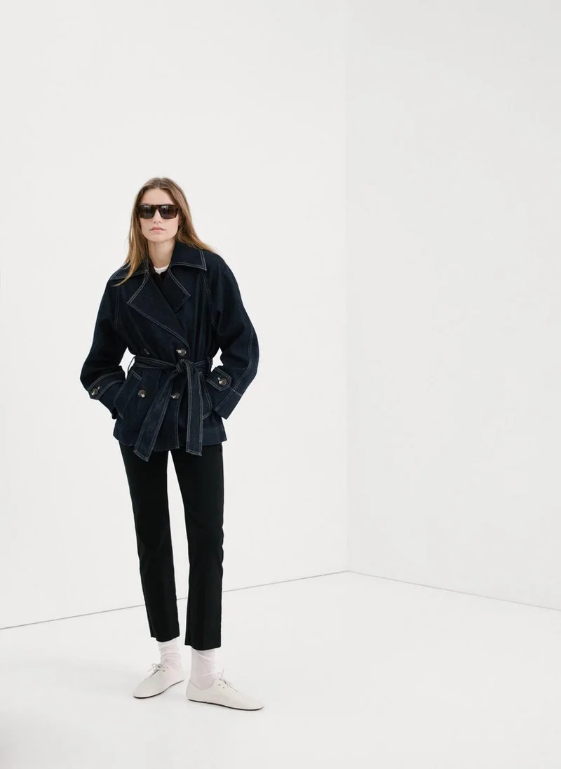 MANGO  Denim trench with belt for Women | Best Price UAE