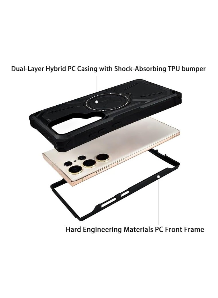 general Samsung Galaxy S24 Ultra/ S24 Plus/S24 Case MagSafe Double Layer Invisible Magnetic Armor Bracket Premium Heavy Duty Rugged Shock Resistant Case with Ring for Galaxy S24 Ultra/ S24 Plus/S24 - Image 5