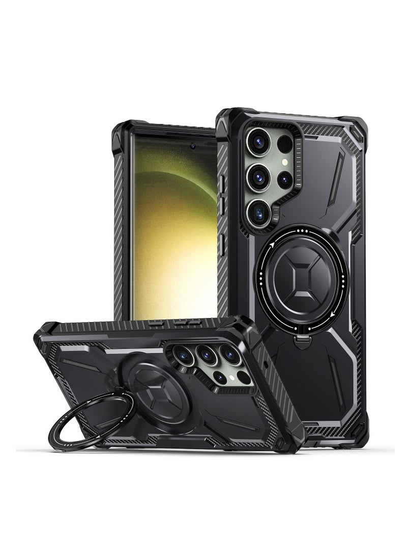 general Samsung Galaxy S24 Ultra/ S24 Plus/S24 Case MagSafe Double Layer Invisible Magnetic Armor Bracket Premium Heavy Duty Rugged Shock Resistant Case with Ring for Galaxy S24 Ultra/ S24 Plus/S24 - Image 1