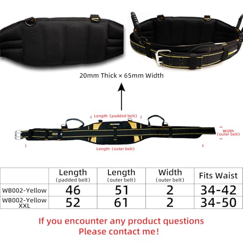MELOTOUGH Padded Electrician Tool Belt Tradesman Pro Padded Tool Belt With Back Support Heavy Foam Padding Carrying Handle,4 Suspenders D ring hook One Size Visit the Store - Image 3