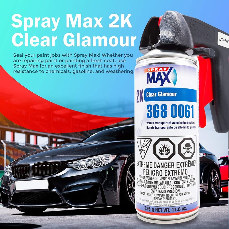 Moshify Spraymax 2K Clear Coat Aerosol Spray Can - High Gloss for Automotive Car Repair and New Paint Jobs - Two Stage Clear Coat - Bundled Spray Can Trigger - Image 1