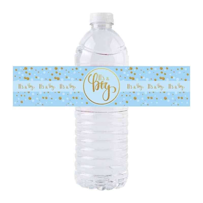 vaujory Its a Boy Water Bottle Stickers 36 Pack Waterproof Paper Art Deco Cartoon Irregular Shape for Baby Shower Party Decoration