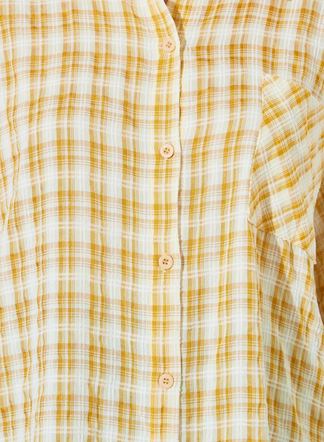 Styli Yellow Checked Pattern Casual Shirt - Image 3