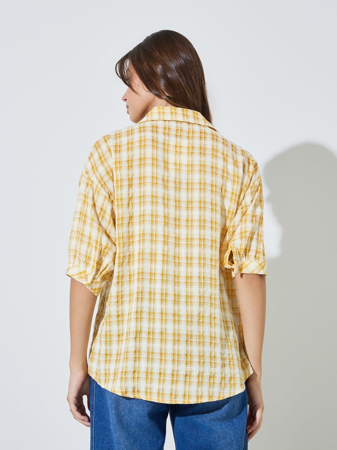 Styli Yellow Checked Pattern Casual Shirt - Image 4