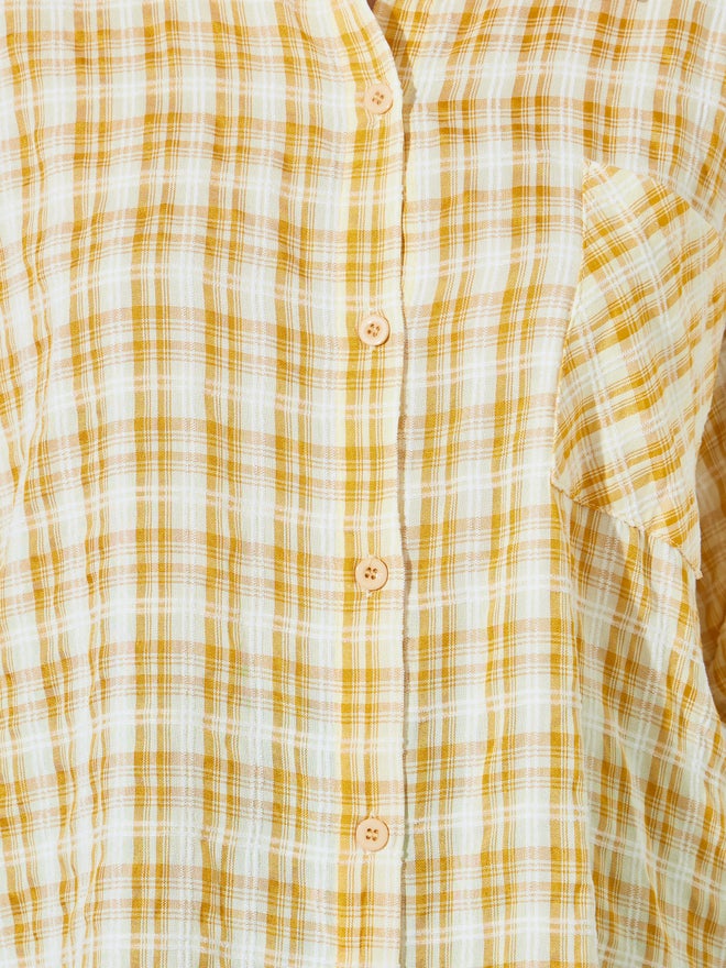 Styli Yellow Checked Pattern Casual Shirt - Image 3