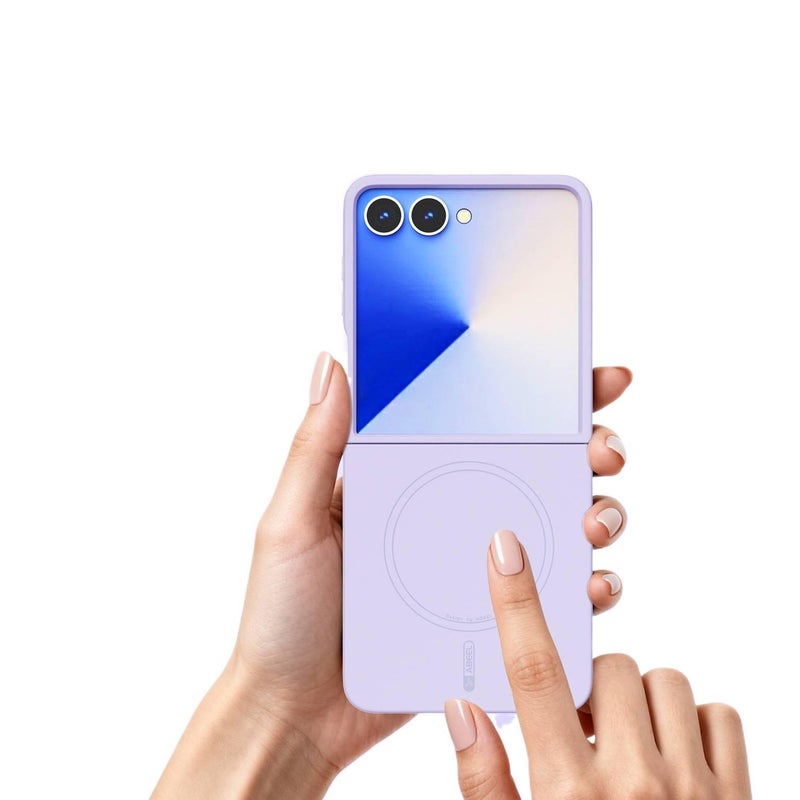 غطاء MagSafe، ملمس سيليكون سائل، بنفسجي PU، لـ Samsung Galaxy Z Flip 7، مغناطيس قوي مغناطيسي من السيليكون باللون البنفسجي أثناء التنقل للطاولة للتنقل اليومي - Image 4