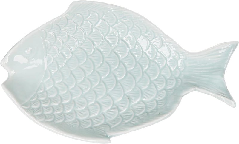 Beachcombers 591 Fish Shaped Decorative Ceramic Trinket Tray Plate All Seasons Summer Beach House Ocean Sea Coastal Nautical Living Room End Table Kitchen Dining Dinner Table Tabletop Bedroom - Image 1