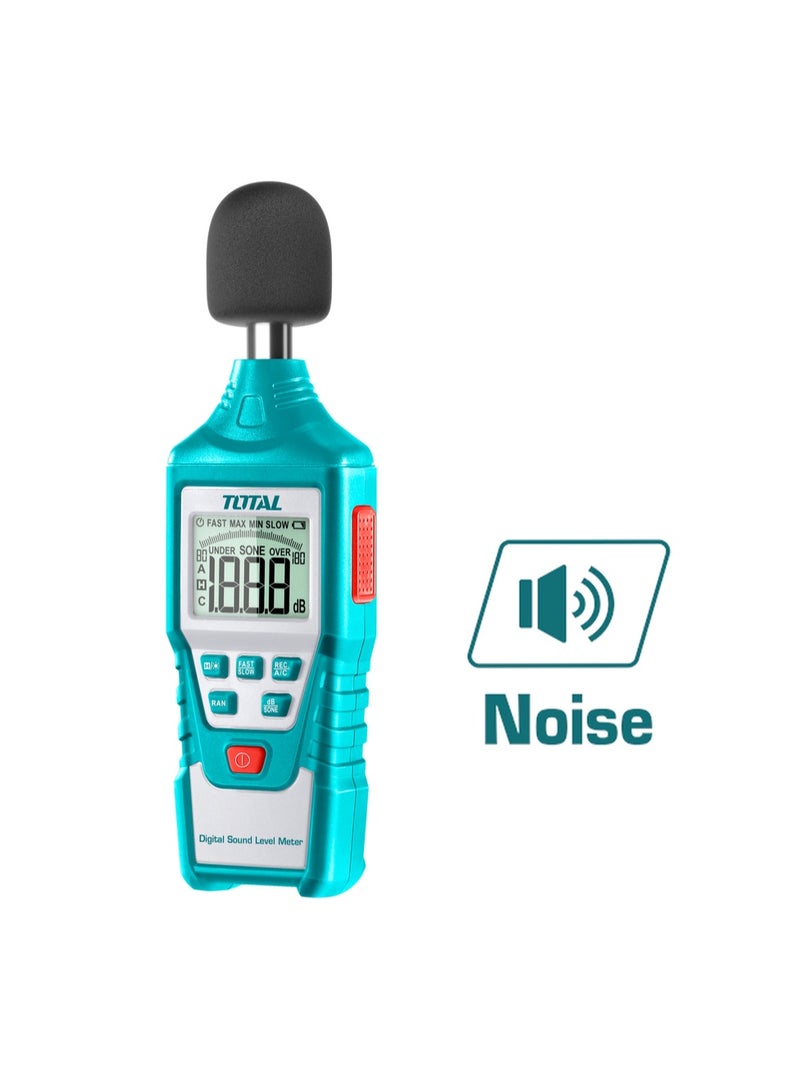 TOTAL Digital Sound Level Meter – 30–130 dB Noise Detector with LCD Backlight, Auto Range, Fast/Slow Response, Data Hold & Carry Case – Model TETSL01 - Image 1