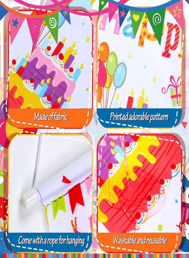Tegeme 3 Pcs Happy Birthday Banner Door Sign Decor Colorful Happy Birthday Party Door Hanging Decorations Porch Wall Hanging Banner Party Supplies for Kids Girls Boys(Classic,White) - Image 5