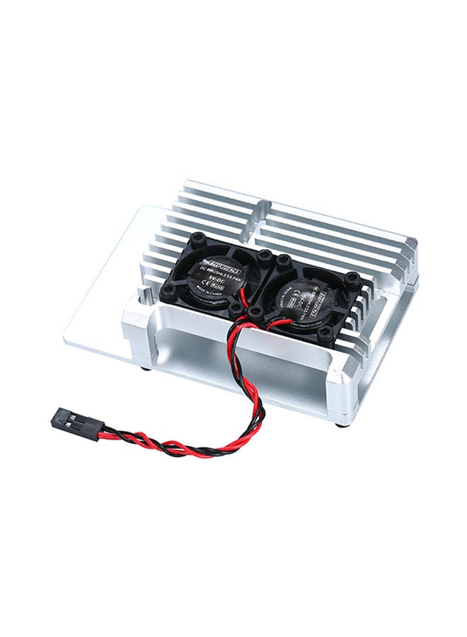 Dual Cooling Fan Enclosure Case With Heatsink Pillar Silver/Black - Image 1