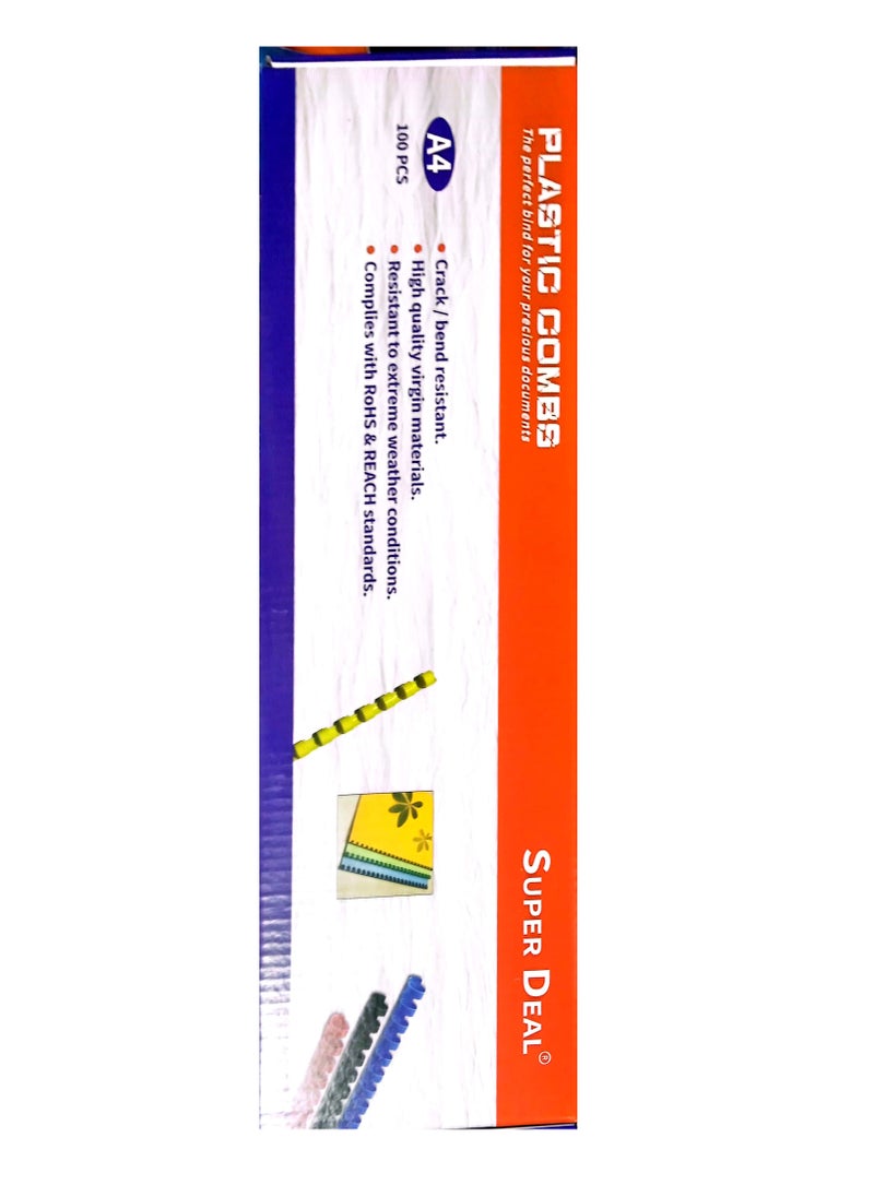 SUPER DEAL 100-Piece Binding Combs 20mm Blue  - Image 3