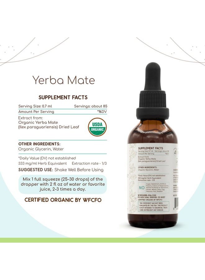 HerbEra Yerba Mate B60 USDA Organic Tincture | Alcohol-Free Extract, High-Potency Herbal Drops, Immune System Health | Certified Organic Yerba Mate (Ilex paraguariensis) Dried Leaf (2 fl oz) - Image 3
